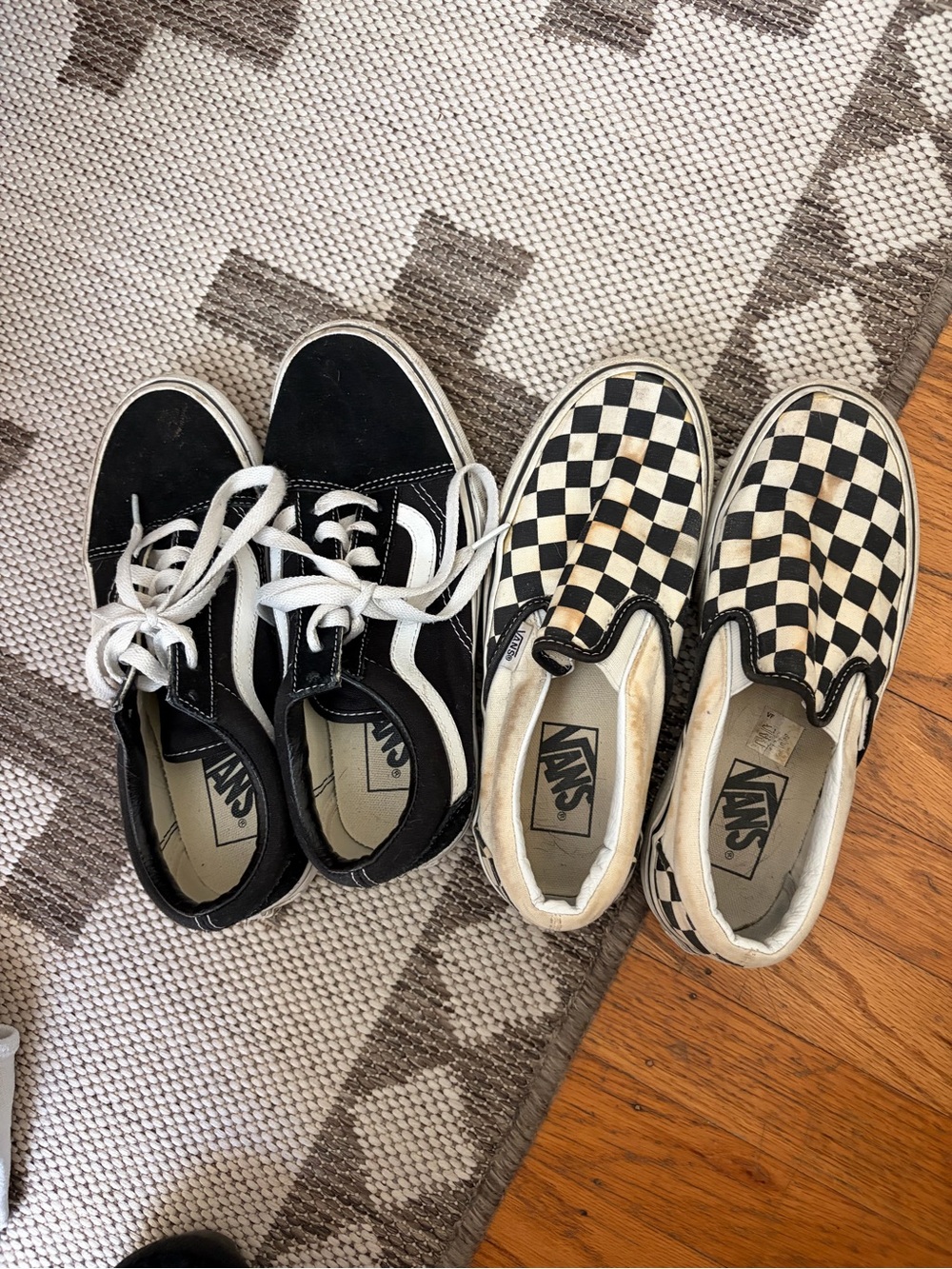 Vans Black Lace-Up Skate Sneakers & Black/White Checker Slip-Ons